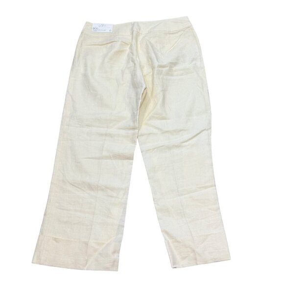 Ann Taylor Loft Womens Linen Blend Cropped Cuffed Pants Size 6 Cream New - Picture 7 of 10